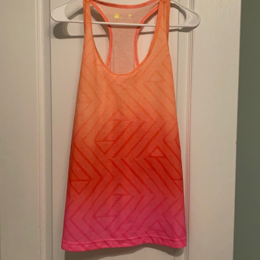 Size L Xersion racer back tank orange and pink